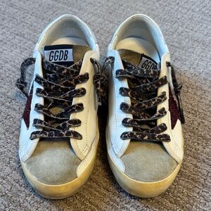 Golden Goose GGDB Leather Sneakers with Burgundy Star